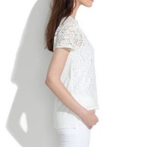 Xhiliration semi sheer lace white feminine top
